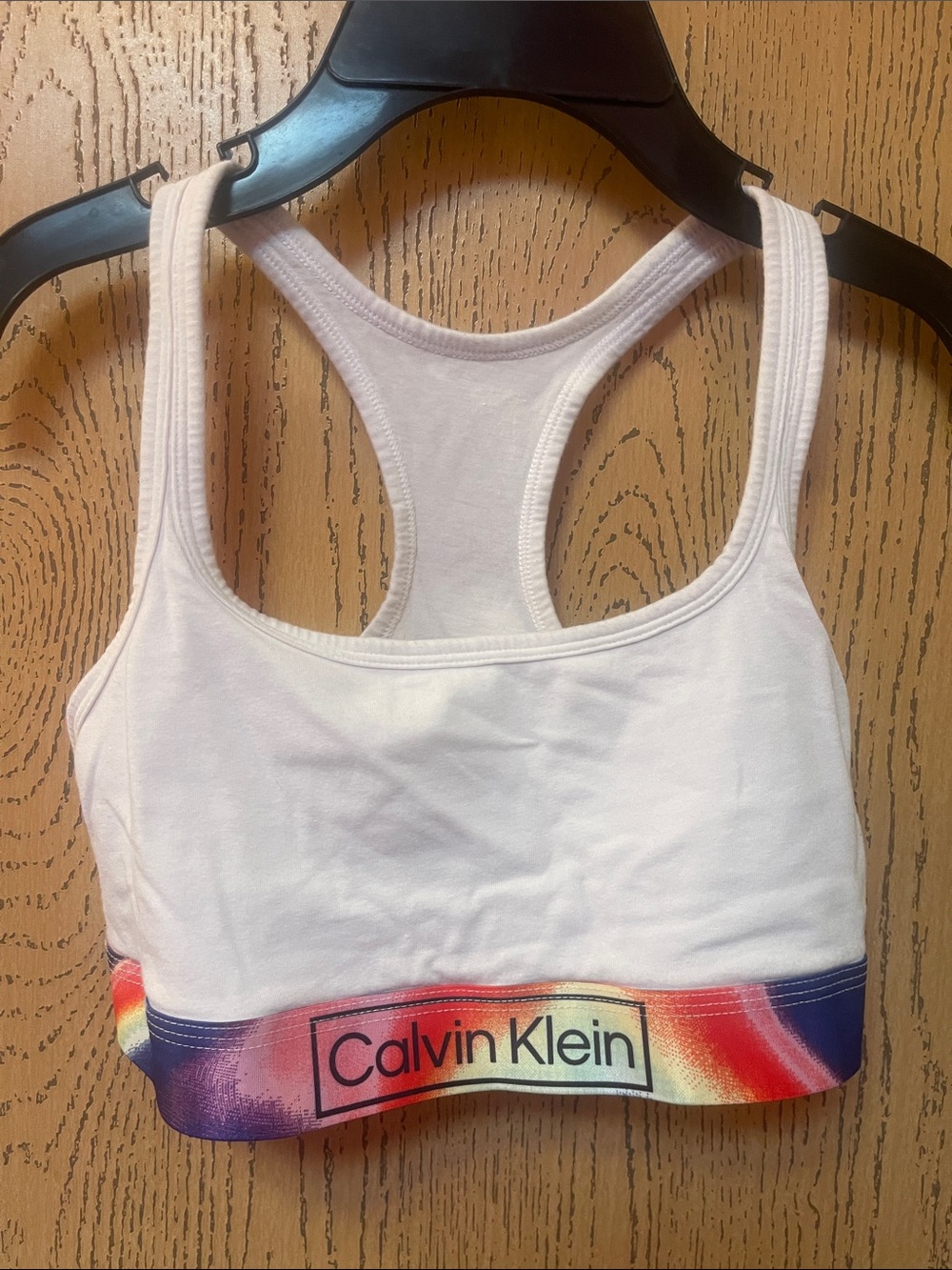 Calvin Klein White Bralette with Rainbow Accent